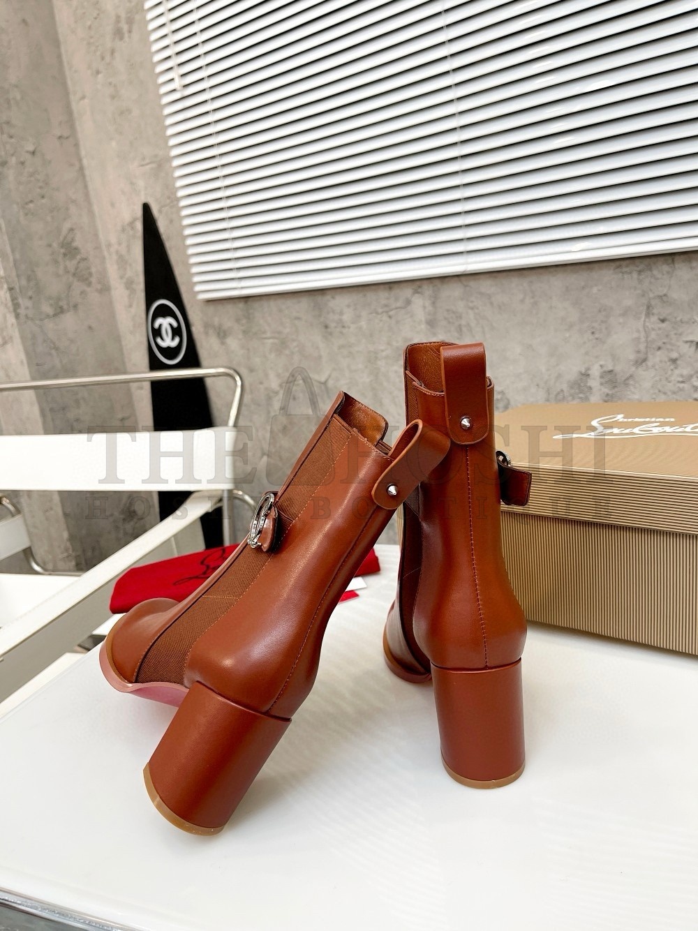 Chr1st1an Louboutin CL Chelsea Ankle Boots 70MM in Brown Leather Master Quality