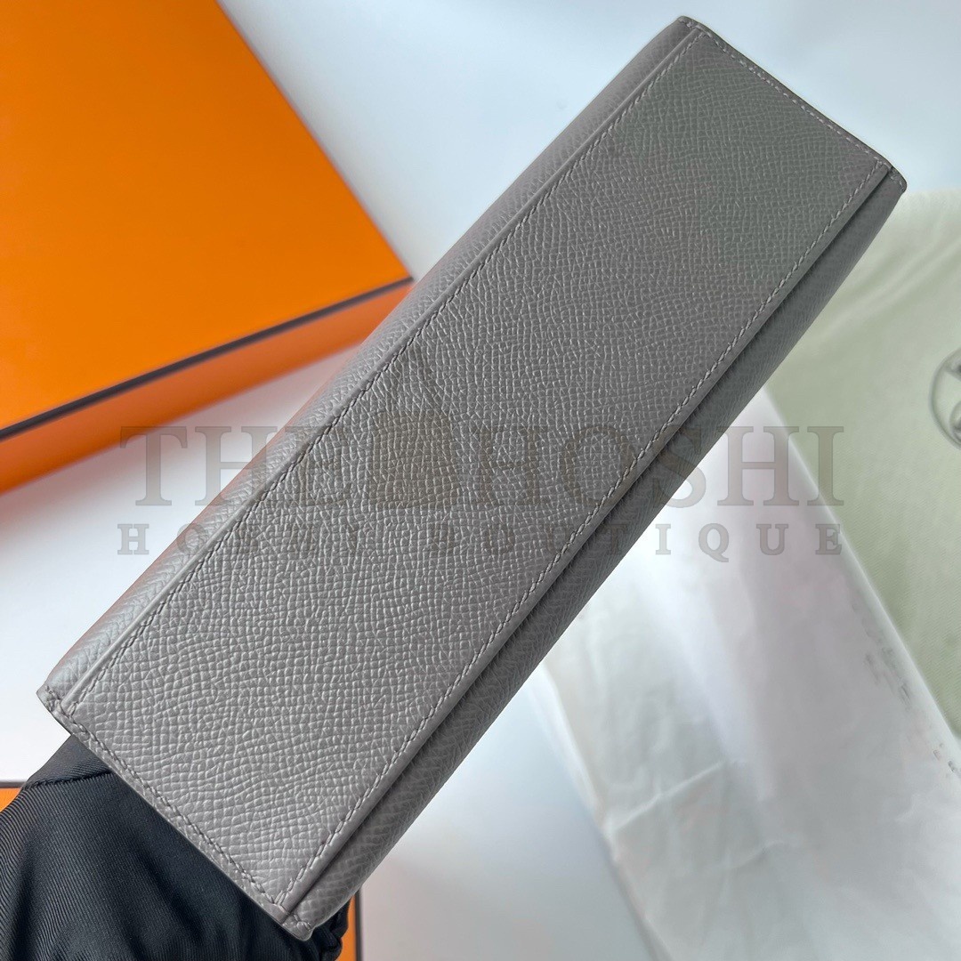 H**me5 Kelly Pochette Handmade Bag In Etain Epsom Calfskin Master Quality