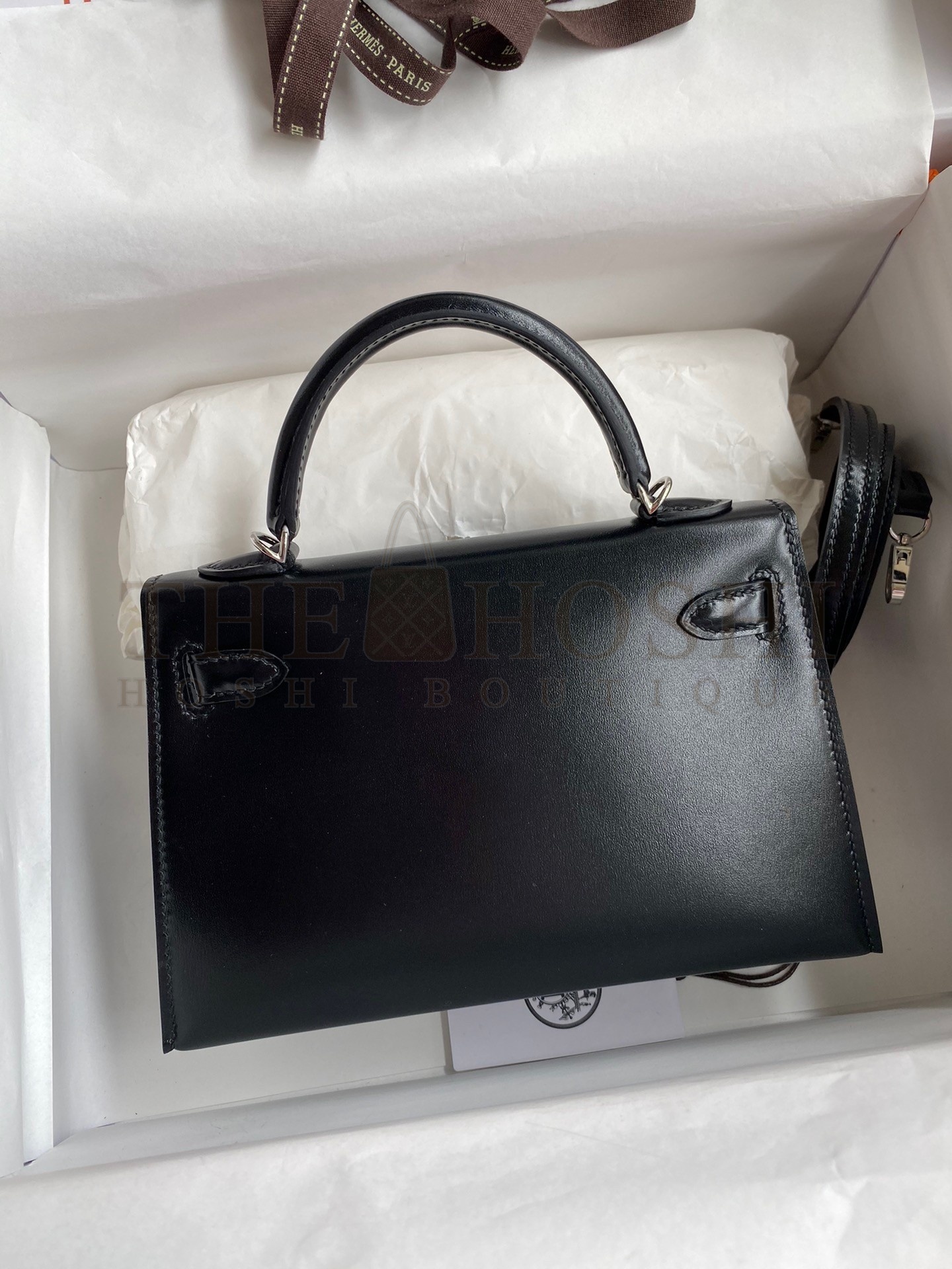 H**me5 Kelly Mini II Sellier Handmade Bag In Black Box Calfskin Master Quality