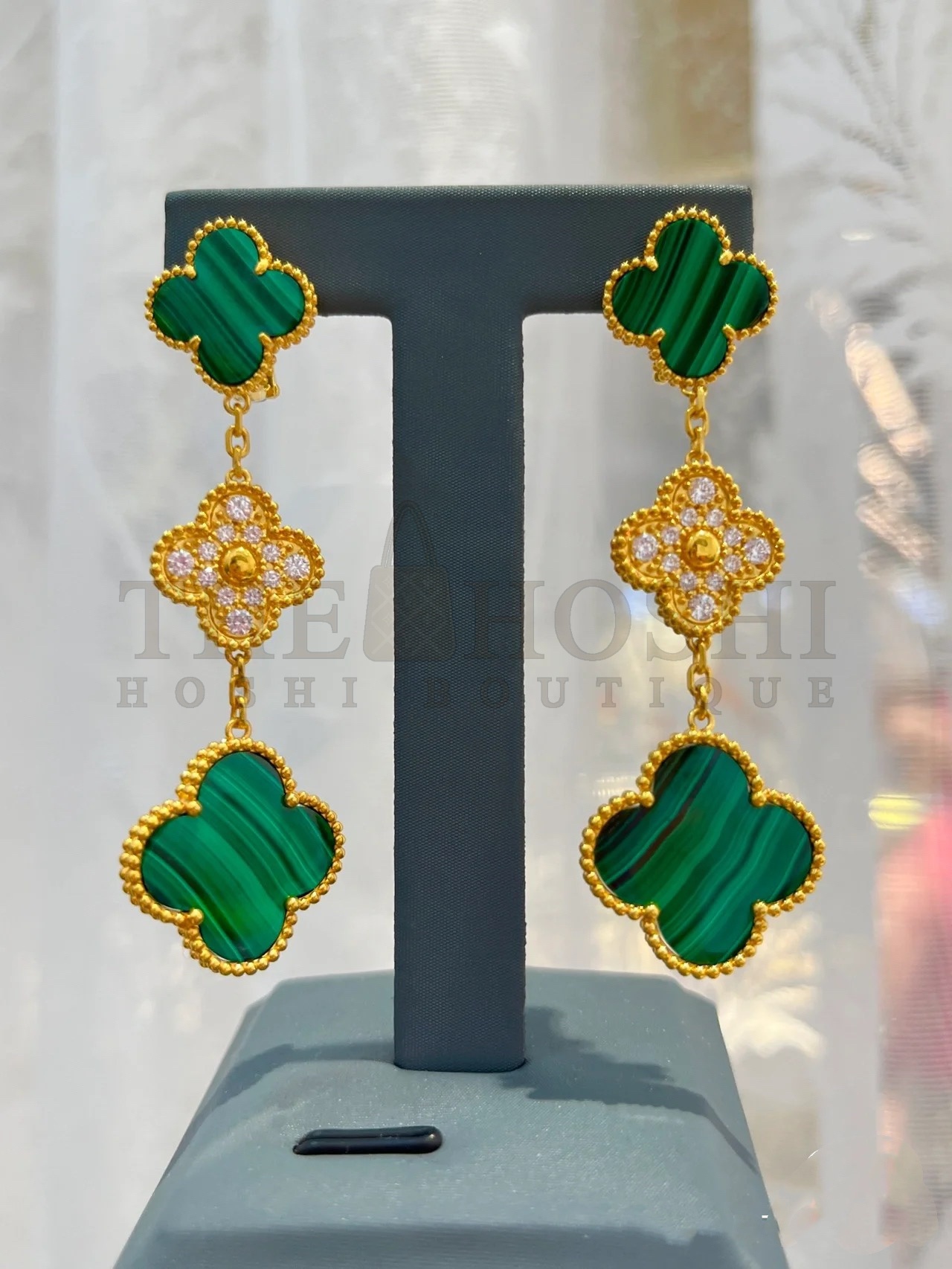V*n Cl**f & Arpels Triple Clover Stud Earrings, Magic Alhambra earrings, 3 motifs Master Quality