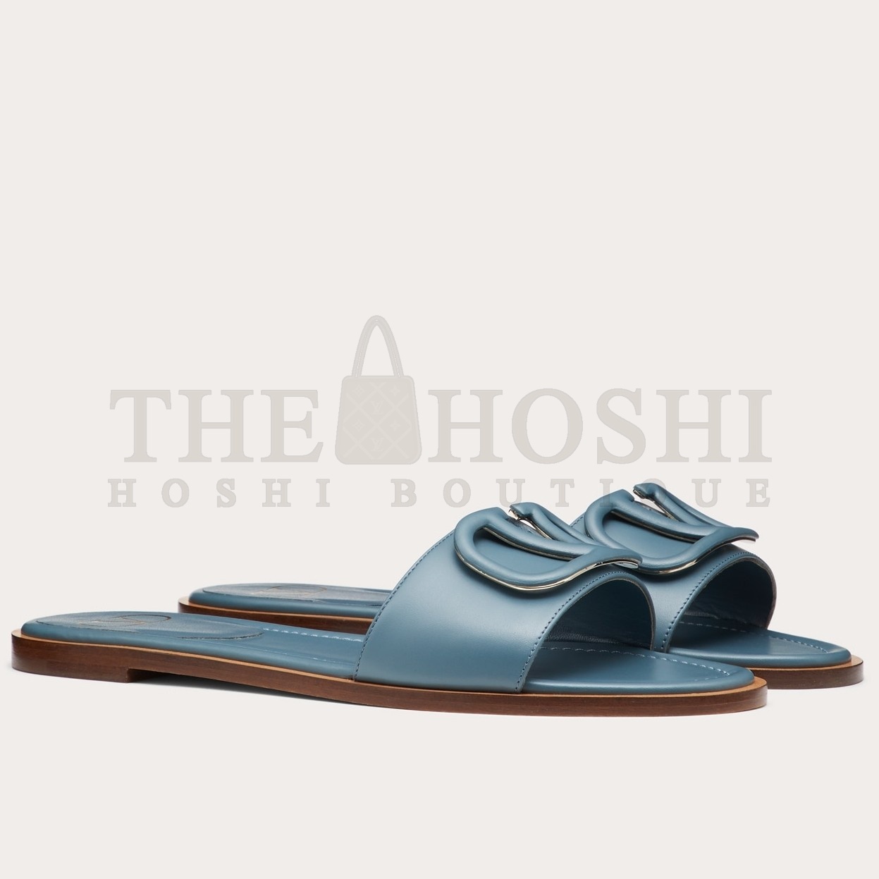 Va1e*ntin0 Vlogo Flat Slide Sandals In Amadeus Calfskin Master Quality