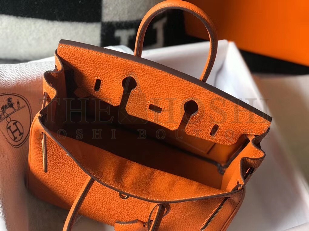 H**me5 Birkin 25cm Bag In Orange Clemence Leather Master Quality