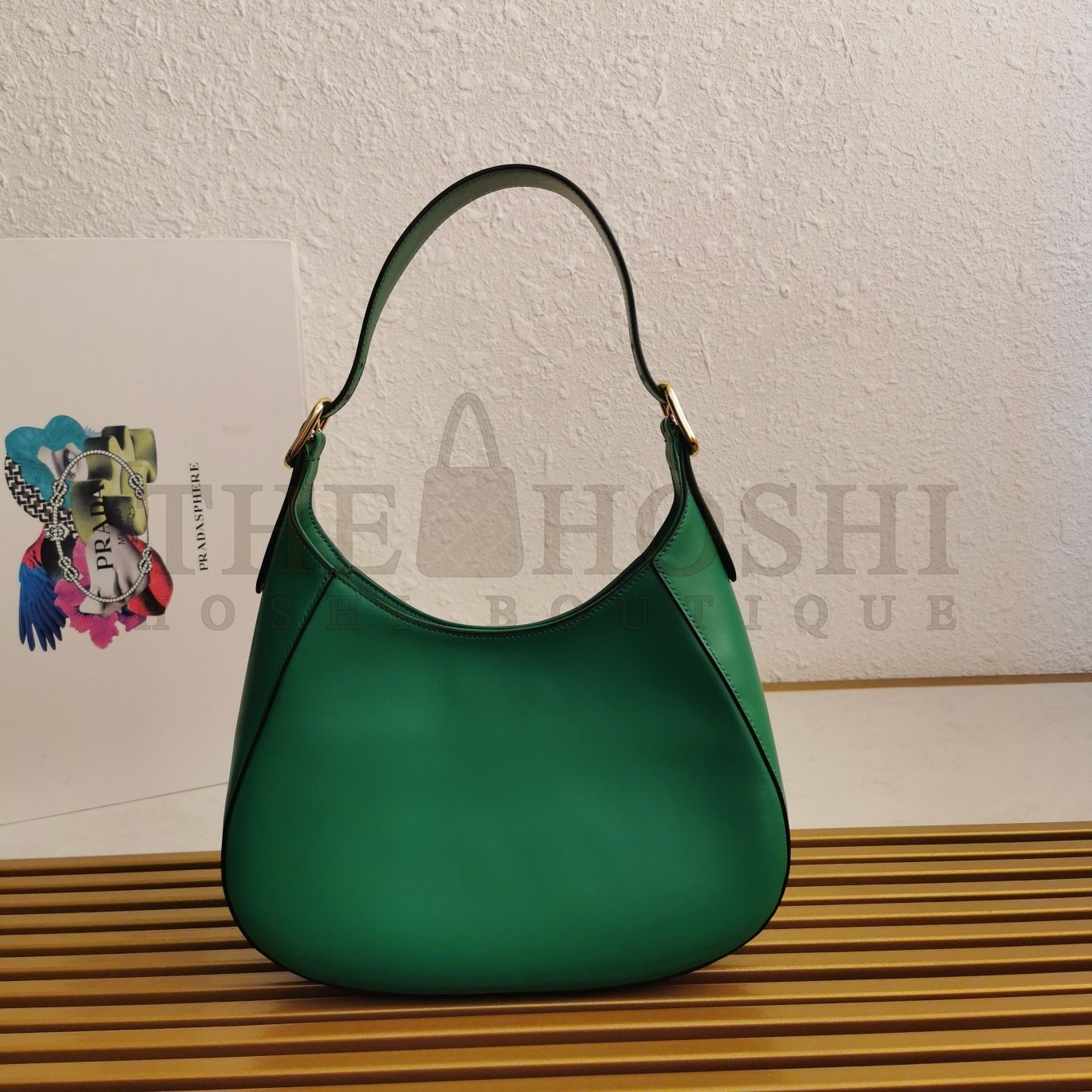 Pra*a Shoulder Bag in Green Leather Master Quality