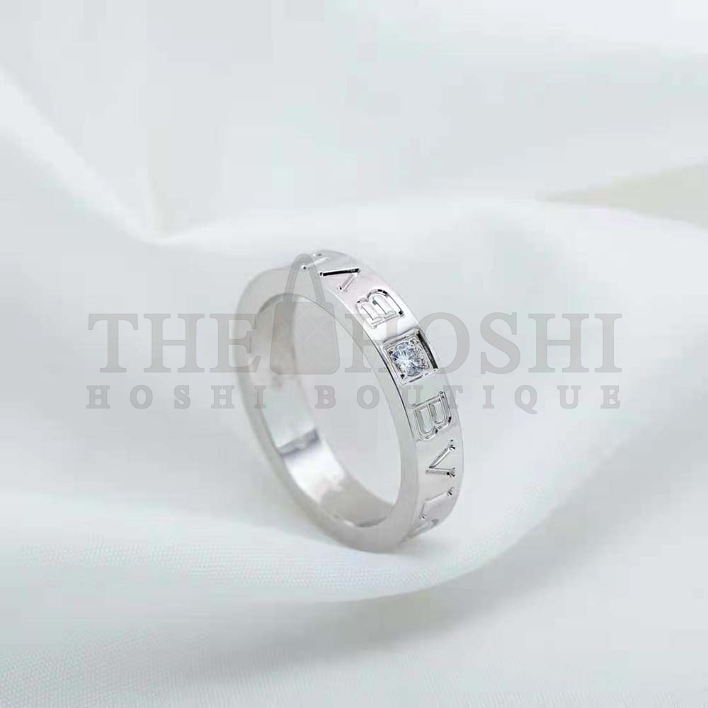 Bv1g*ai Women Bv1g*ai Bv1g*ai Ring 18 KT White Gold Ring with D1am0nd Master Quality