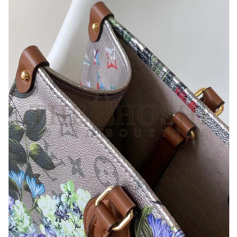 L0vis Vvtt0n LV Women OnTheGo MM Tote Silver Coated Canvas Cowhide Leather Master Quality