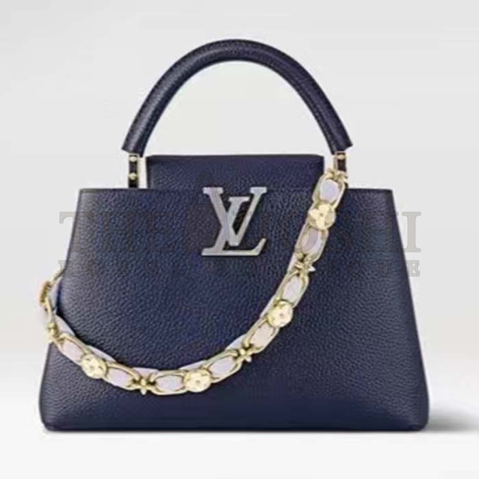 L0vis Vvtt0n LV Women Capucines MM Handbag Navy Blue Taurillon Leather M23199 Master Quality