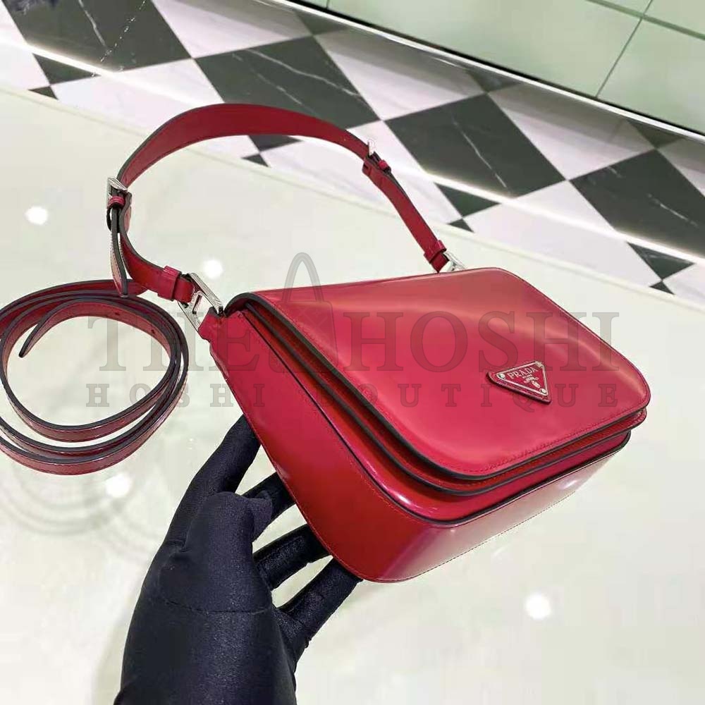 Pra*a Women Brushed Leather Shoulder Bag-Red Master Quality