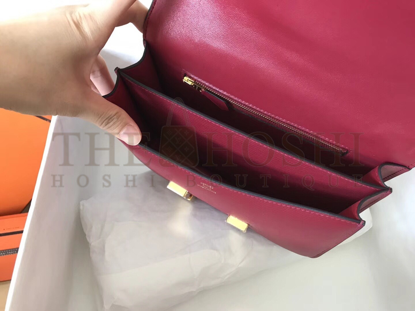 H**me5 Epsom Constance 24cm Dark Red Handmade Bag Master Quality