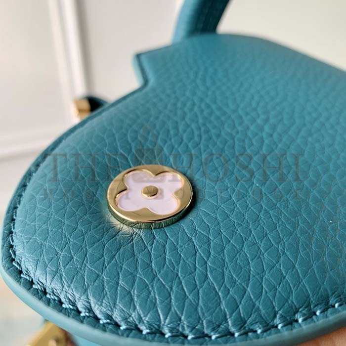 L0vis Vvtt0n LV Women Capucines Mini Handbag Green Taurillon Cowhide Leather Master Quality
