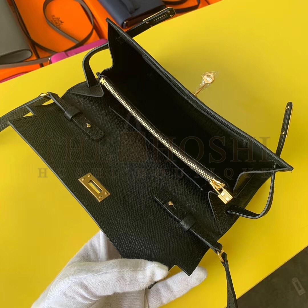 H**me5 Kelly Classique To Go Wallet In Black Epsom Calfskin Master Quality