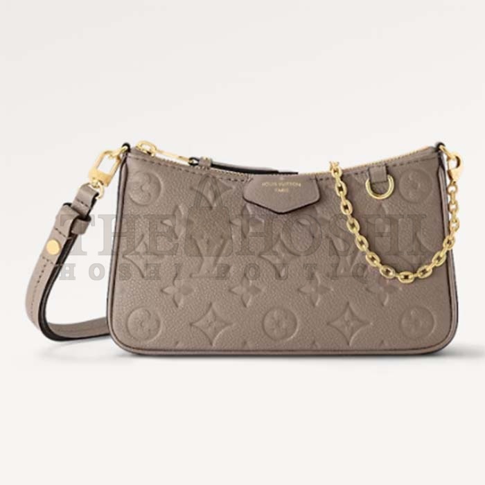 L0vis Vvtt0n LV Women Easy Pouch On Strap Beige Embossed Monogram Empreinte Cowhide Leather Master Quality
