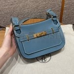 H**me5 Jypsiere Mini Bag – 23cm Bleu Jean Swift Leather with Gold Hardware Size: 23 × 17 × 5 cm Master Quality