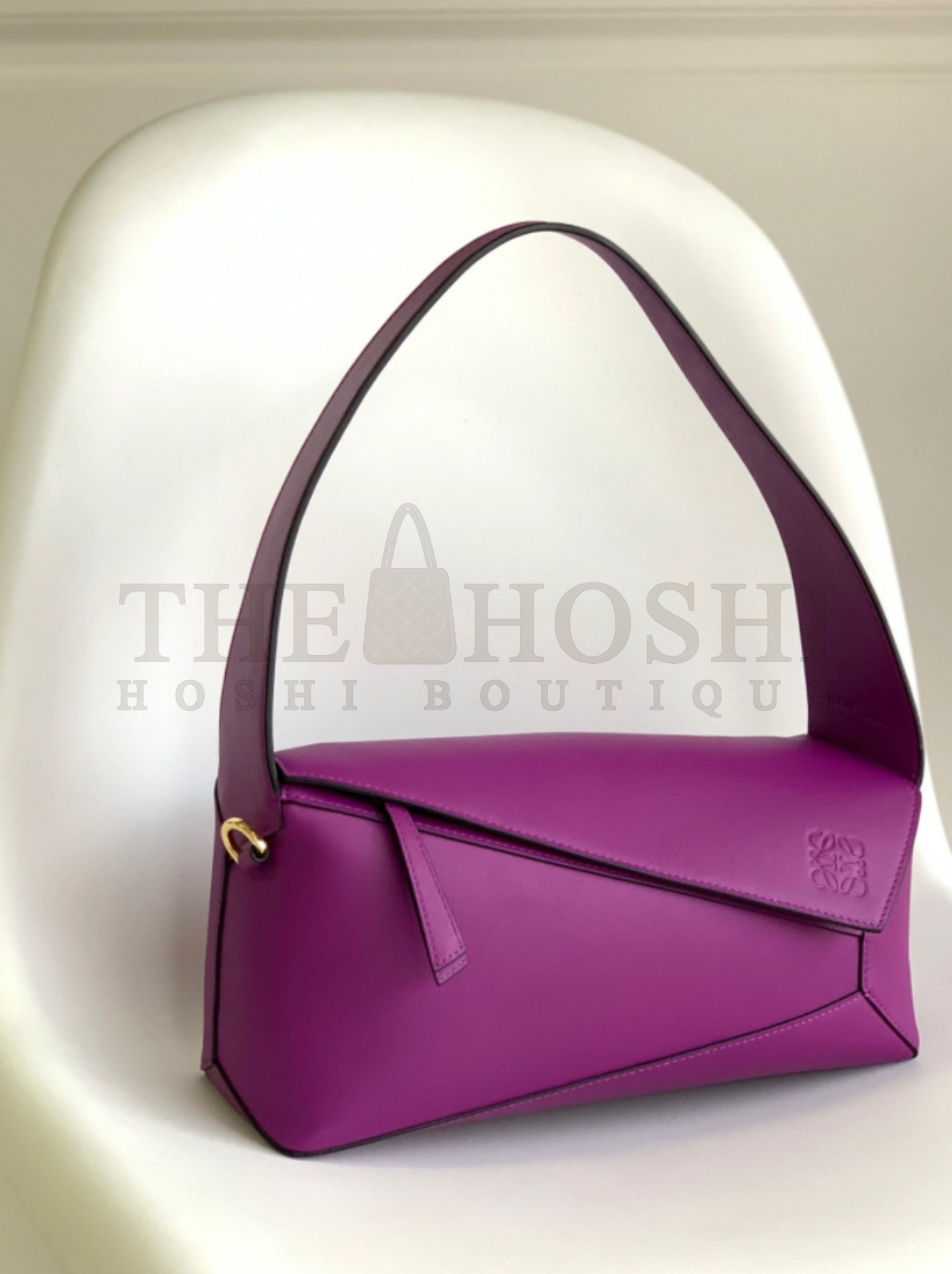 L0ew* Puzzle Hobo Bag – Purple Calfskin Leather Shoulder Bag, 28.7 × 10.7 × 5.5 cm Master Quality