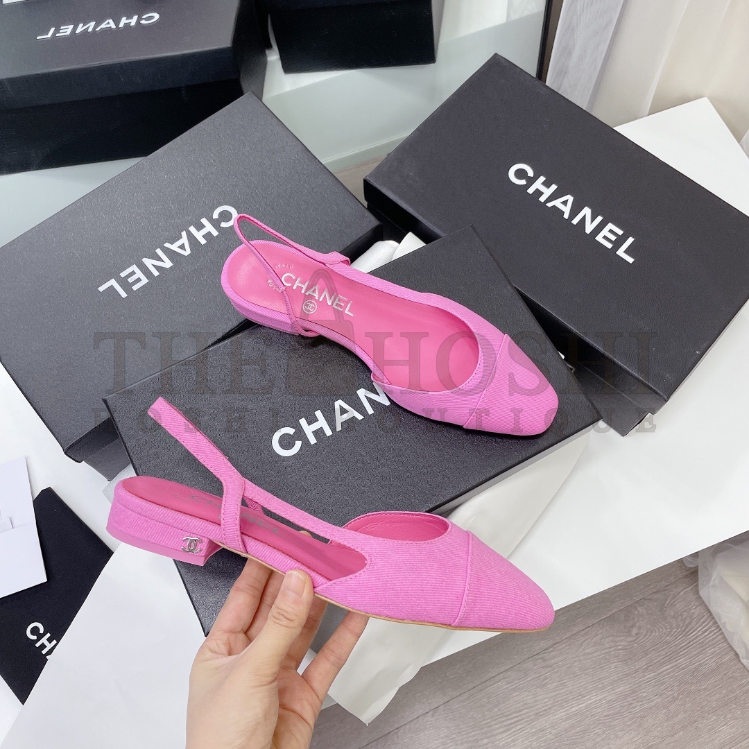 Ch**el Flat Slingback Sandals – Mixed Lambskin, Silk Lining, Pink, Premium Box Packaging, Sizes 34-42 Master Quality