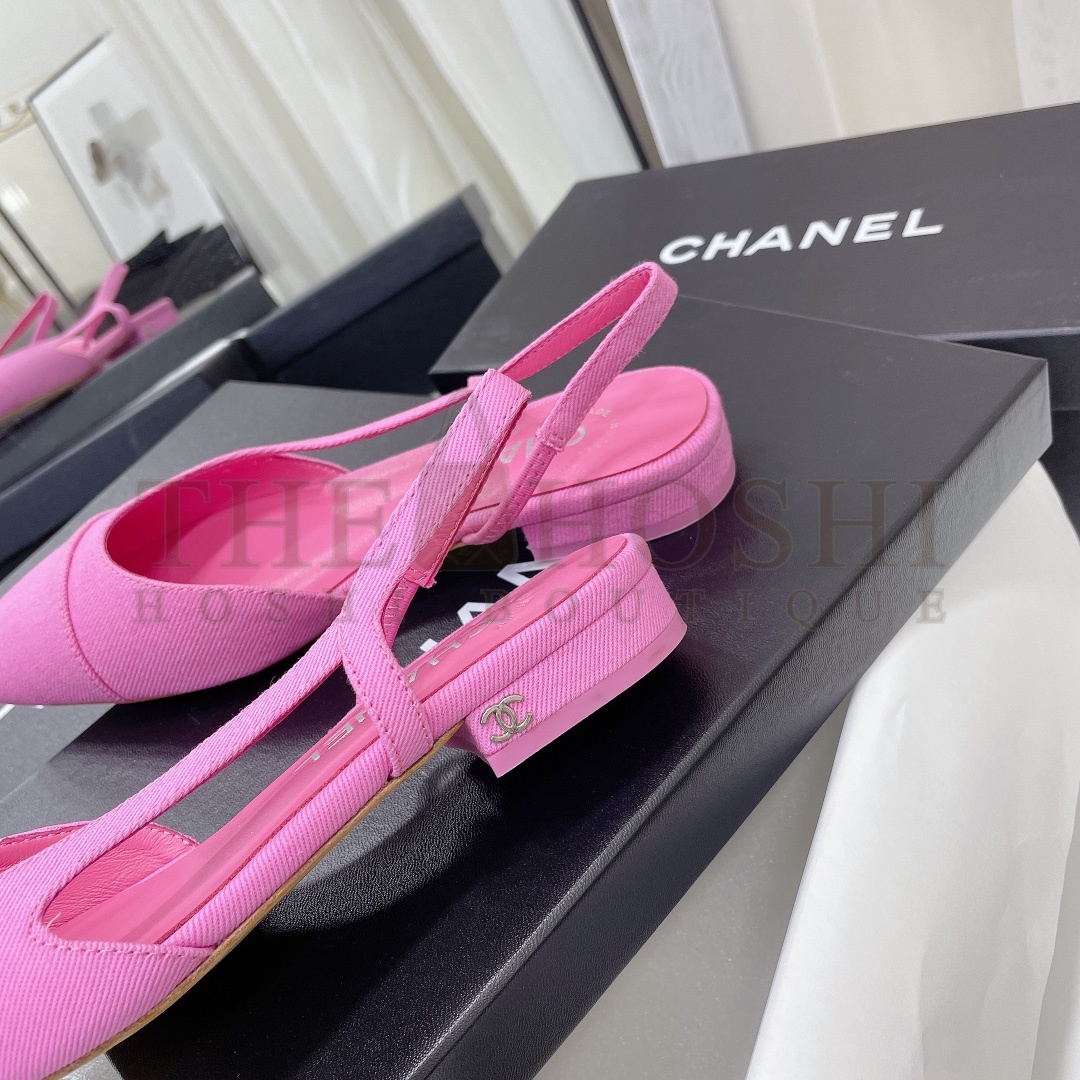 Ch**el Flat Slingback Sandals – Mixed Lambskin, Silk Lining, Pink, Premium Box Packaging, Sizes 34-42 Master Quality