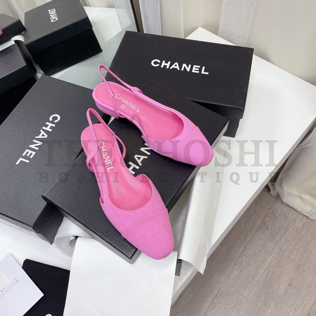 Ch**el Flat Slingback Sandals – Mixed Lambskin, Silk Lining, Pink, Premium Box Packaging, Sizes 34-42 Master Quality