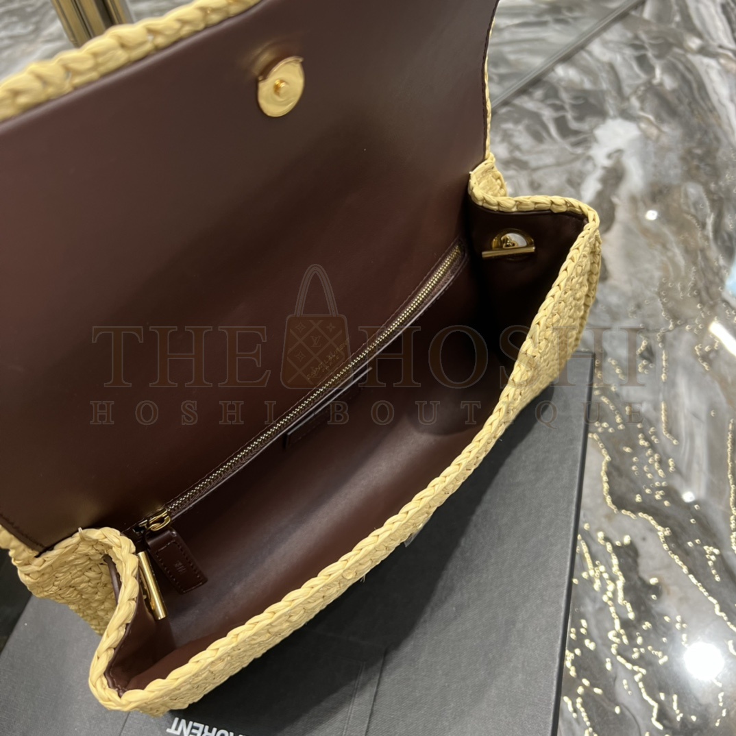 Sa1nt Lau*nt Y51 Kate Woven Shoulder Bag – Natural Raffia, Leather Strap, Size 26 x 13.5 x 4.5 cm Master Quality