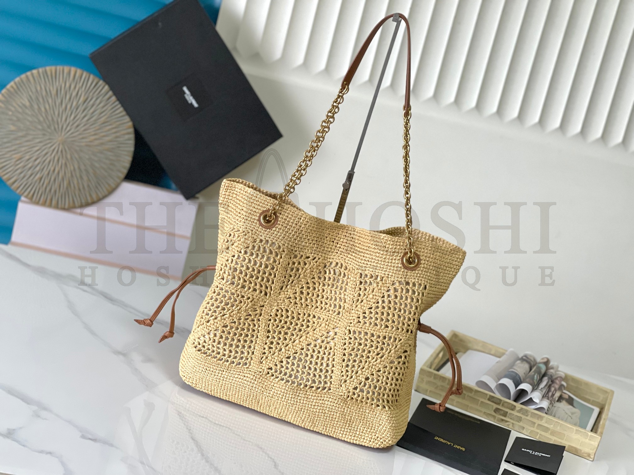 Sa1nt Lau*nt Y51 Jamie Tote Bag Raffia Woven 35x35x10cm 809824 Master Quality
