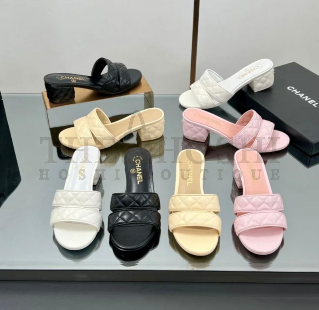 Ch**el 25S Lambskin Round - Toe Block - Heel Mule Sandals 5cm Heel Master Quality