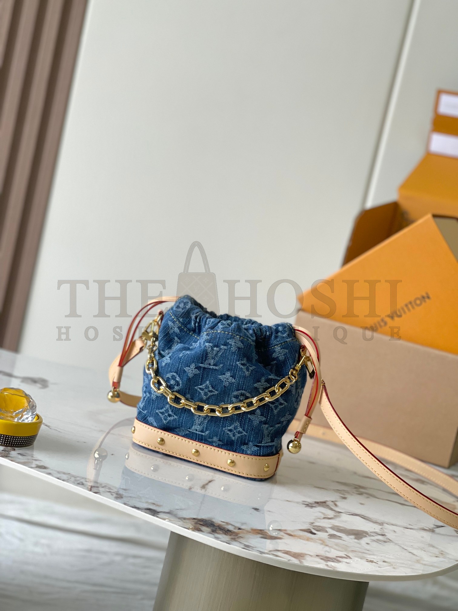 L0vis Vvtt0n LV Nano Noe Denim Drawstring Shoulder Bag M83043 20.5x17.5x8.8cm Master Quality
