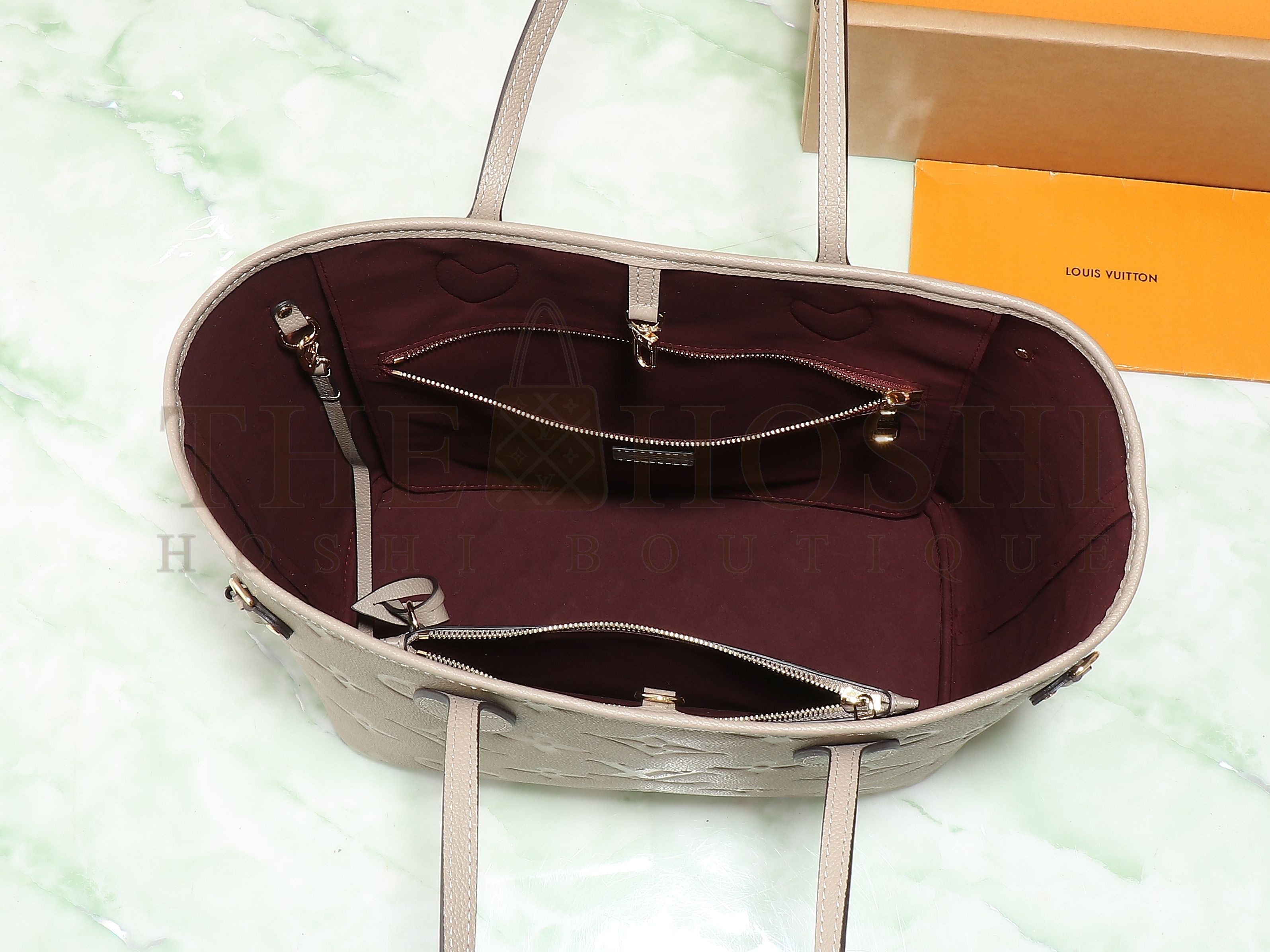 L0vis Vvtt0n LV Women Neverfull MM Tote Tourterelle Gray Embossed Cowhide Leather Master Quality