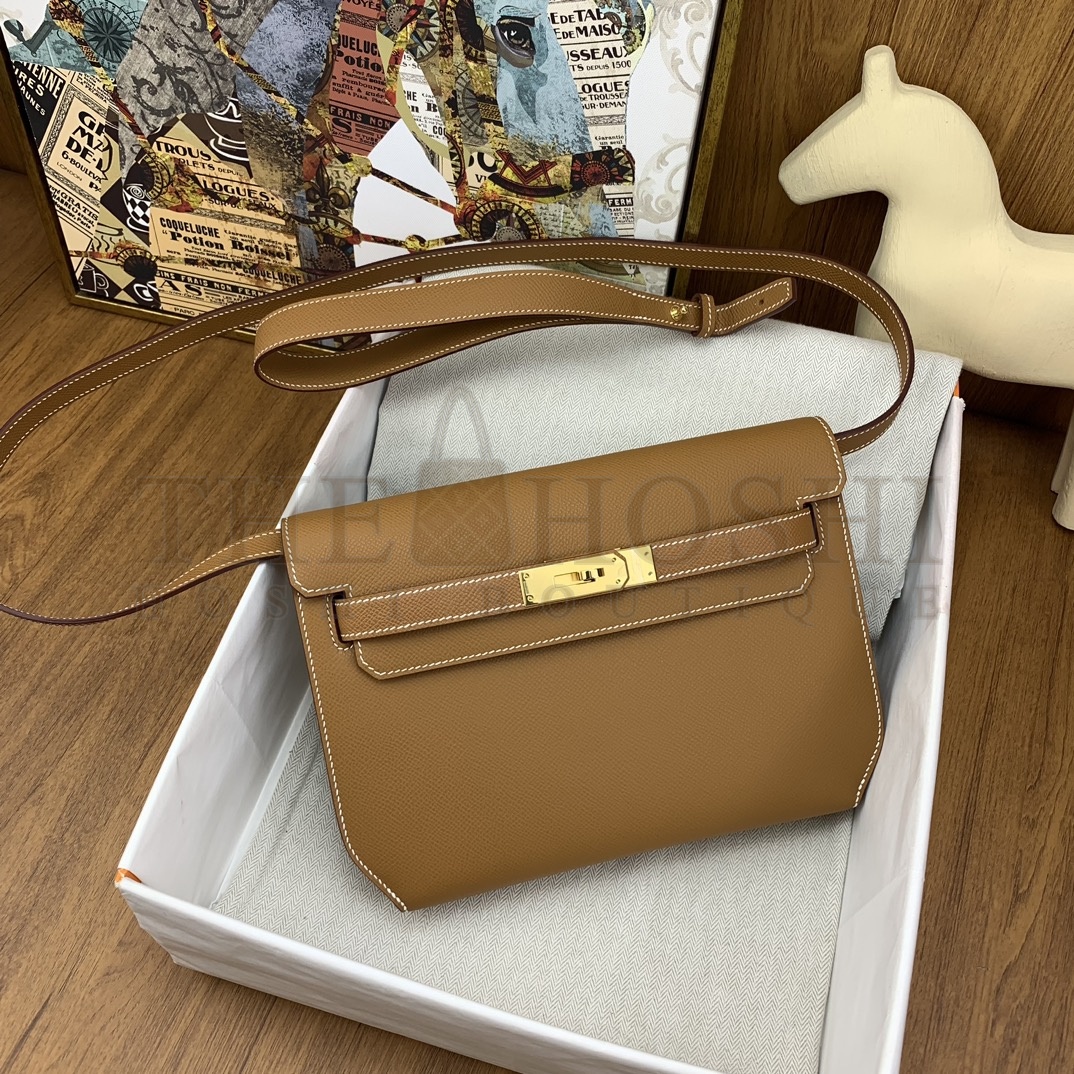 H**me5 Kelly Depeches 25 Pouch in Sesame Epsom Calfskin Master Quality