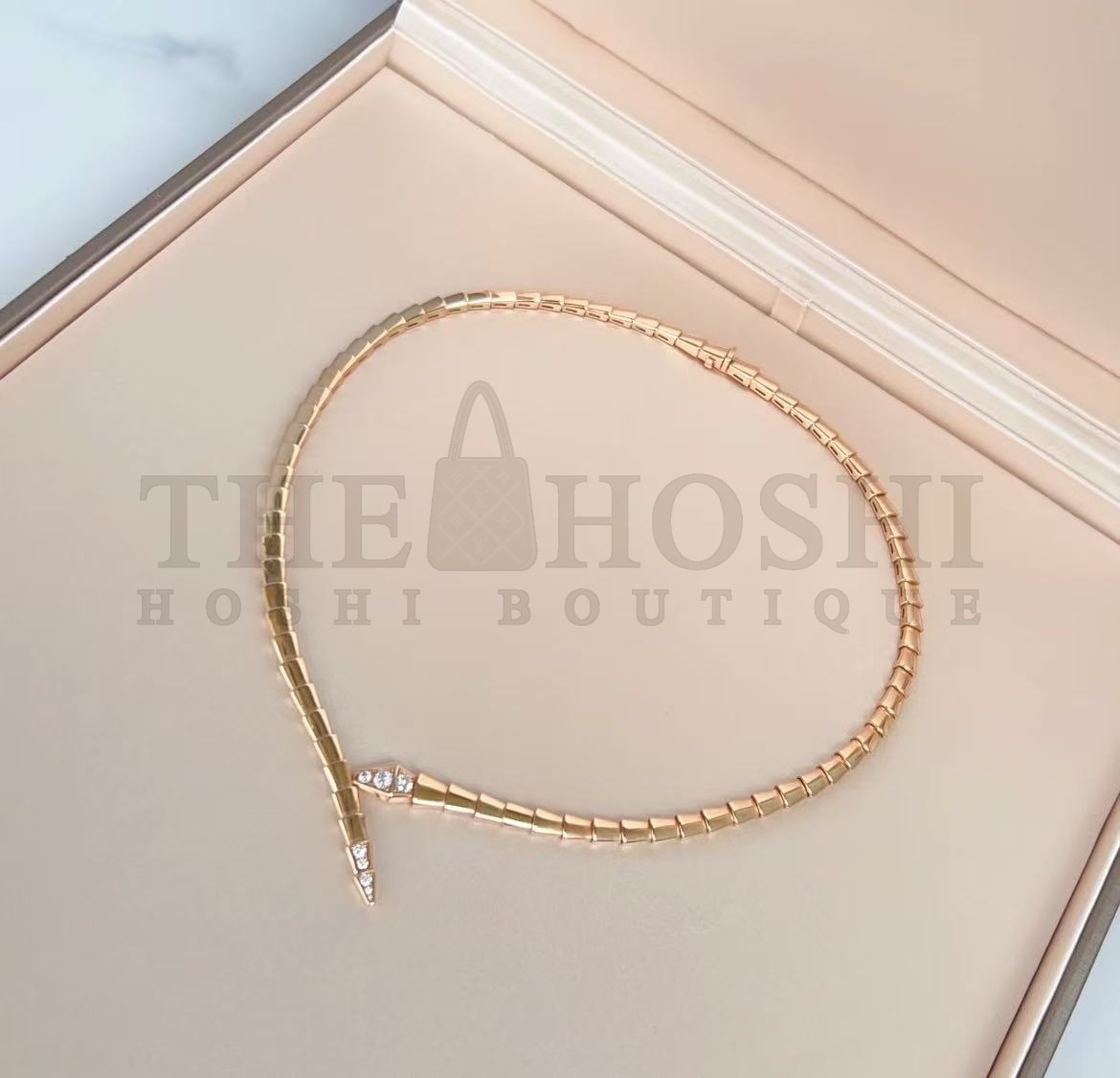 Bv1g*ai Serpenti Viper Rose Gold D1am0nd Necklace Master Quality