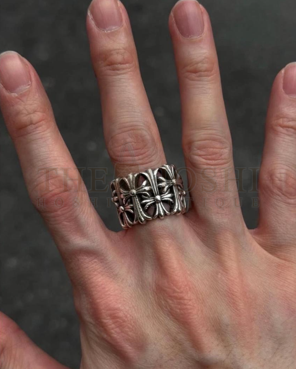 Ch*0me He**ts Multi Cross Pattern Silver Ring Master Quality