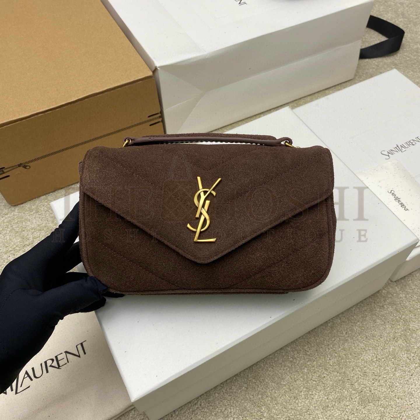 Sa1nt Lau*nt Y51 LouLou Small Suede Shoulder Bag Gold Hardware 20x12x6cm 821749 Master Quality