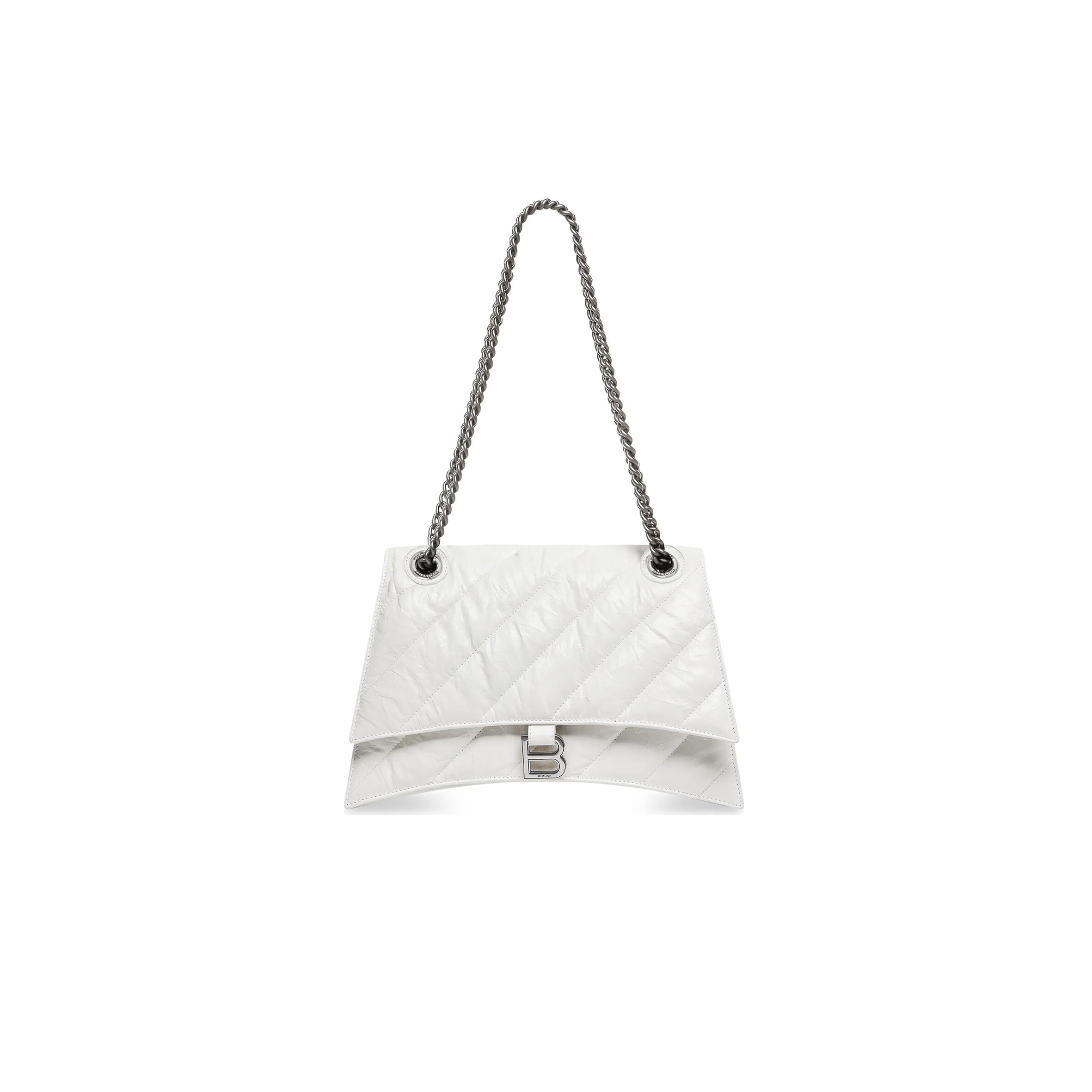 Ba1en*iaga WOMEN'S CRUSH CHAIN BAG IN MEDIUM WHITE 716393210J09001 (31*19.8*6.9cm) Master Quality