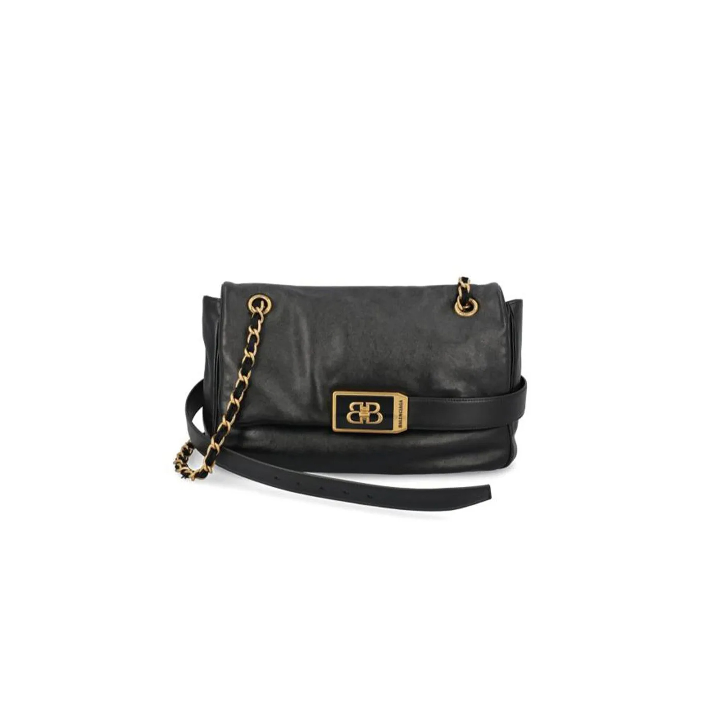 Ba1en*iaga WOMEN'S MODU FLAP CHAIN BAG IN BLACK 8117812ABIW1060 (29.8*20*8.8cm) Master Quality