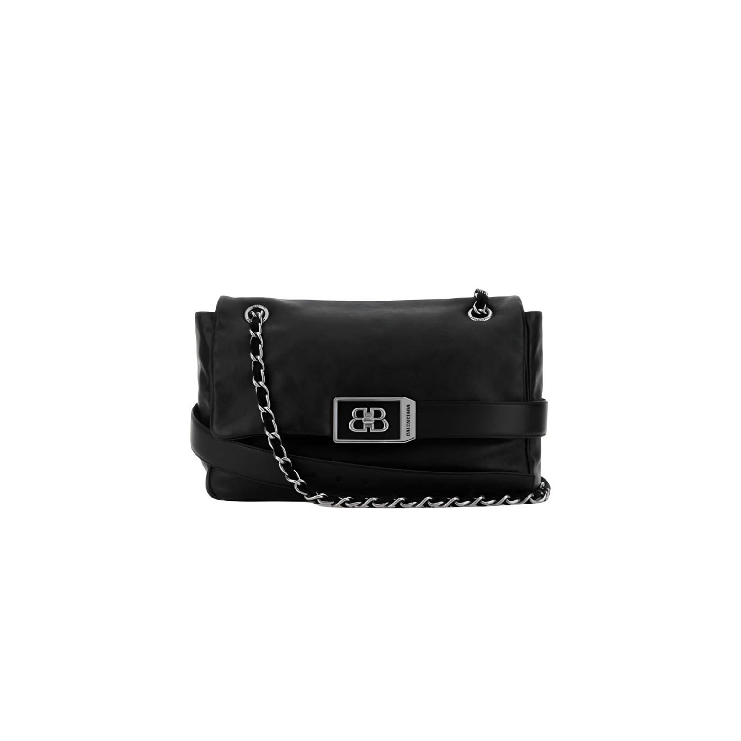 Ba1en*iaga WOMEN'S MODU FLAP CHAIN BAG IN BLACK 8117812ABIV1060 (29.8*20*8.8cm) Master Quality