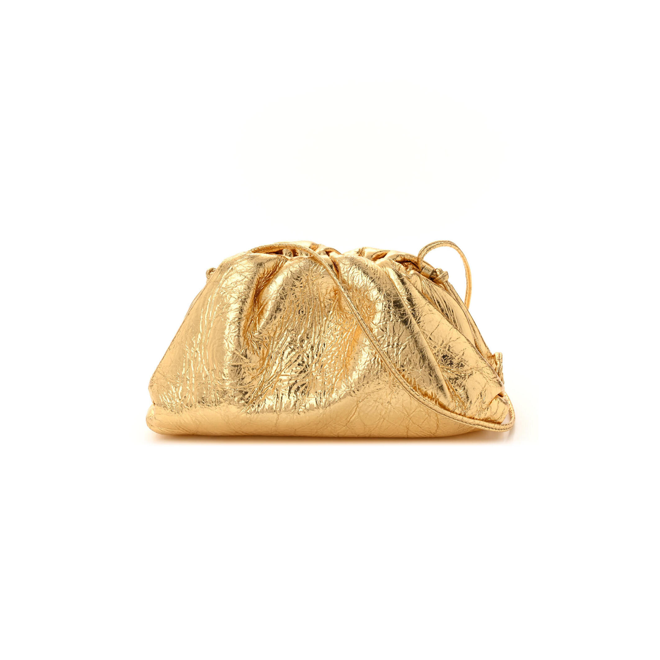 B0tt*ga Ven*ta METALLIC CRINKLED LAMBSKIN THE MINI POUCH ORO (22*12*6cm) Master Quality