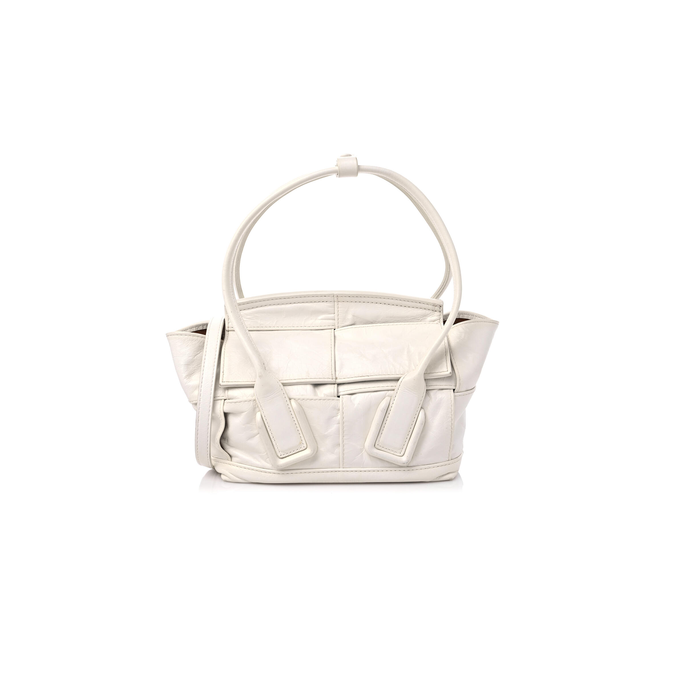 B0tt*ga Ven*ta PAPER CALFSKIN MAXI INTRECCIATO MINI ARCO SLOUCH PLASTER  (18*17*8cm) Master Quality