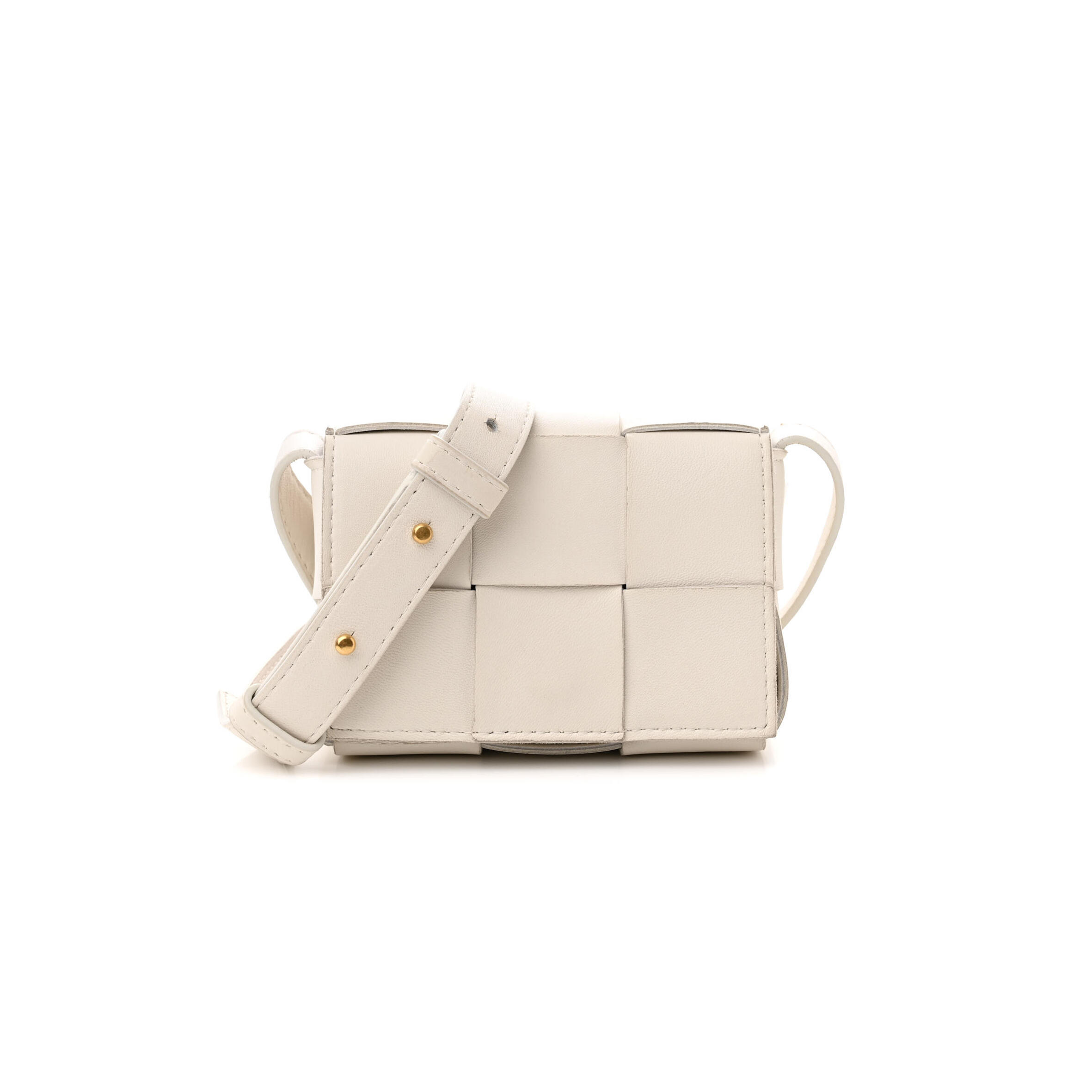 B0tt*ga Ven*ta LAMBSKIN MAXI INTRECCIATO EXTRA MINI CASSETTE CROSSBODY BAG WHITE (13*9*4cm) Master Quality