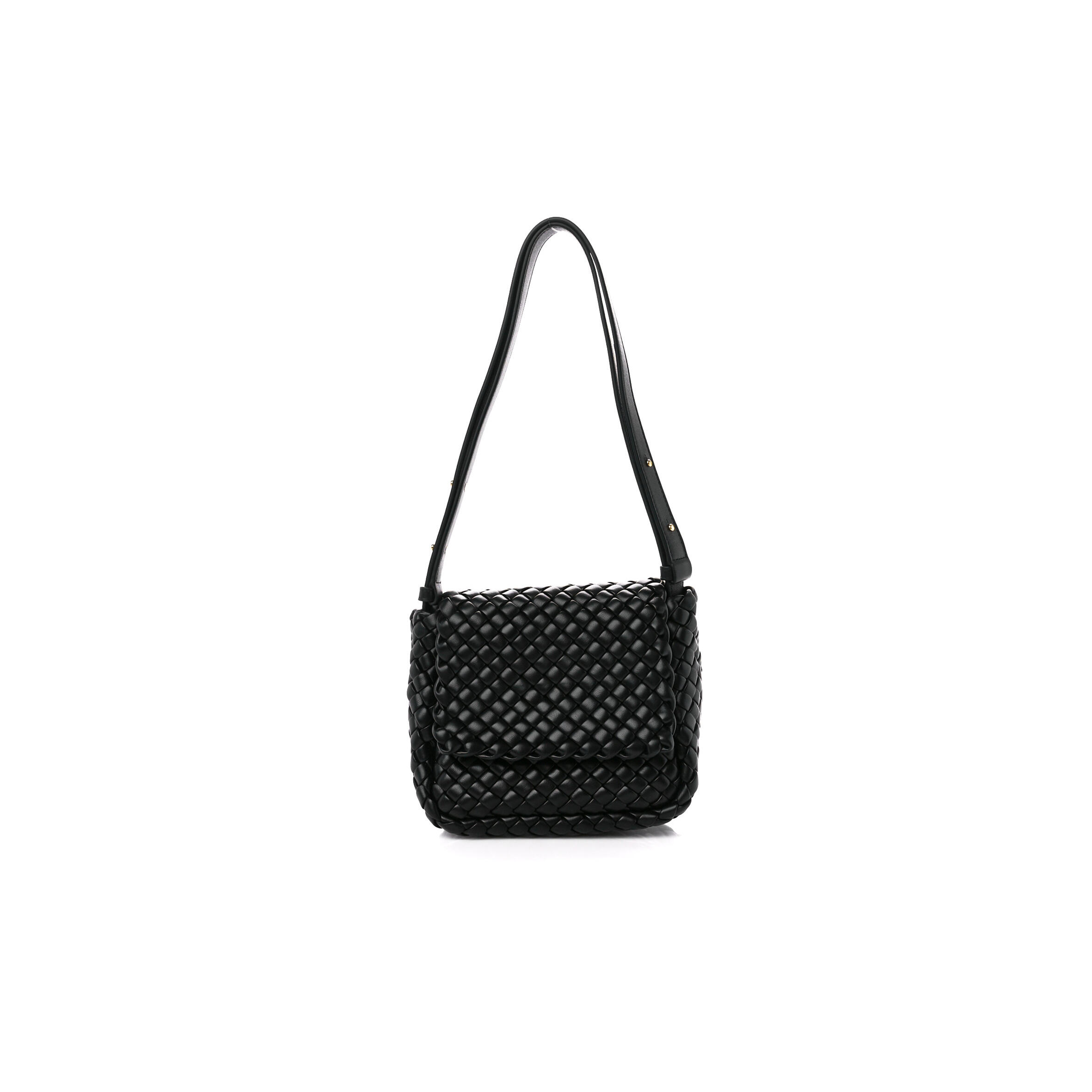 B0tt*ga Ven*ta NAPPA INTRECCIATO SMALL COBBLE SHOULDER BAG BLACK (27*22*10cm) Master Quality