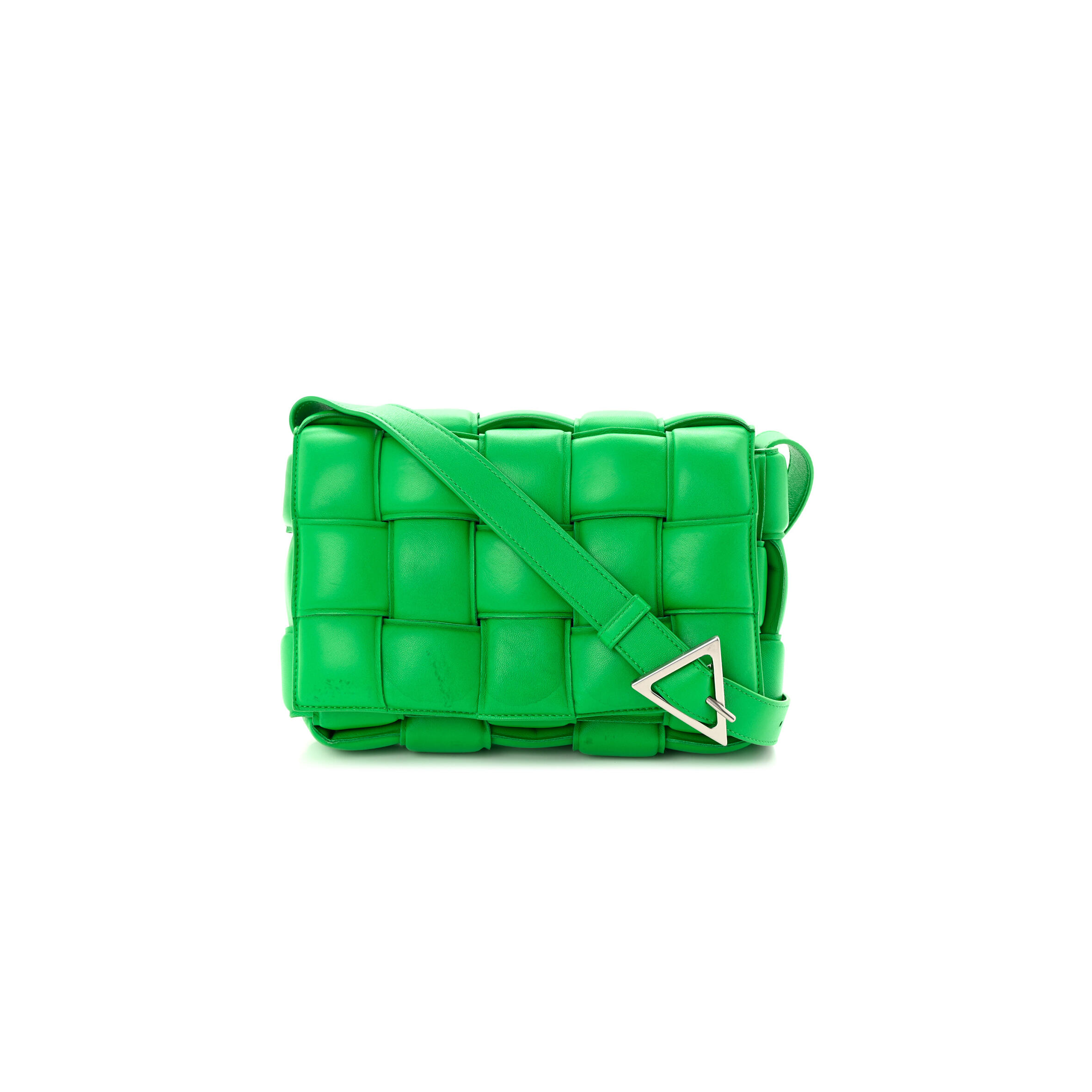 B0tt*ga Ven*ta NAPPA MAXI INTRECCIO PADDED CASSETTE CROSSBODY BAG PARAKEET  (26*18*8cm) Master Quality