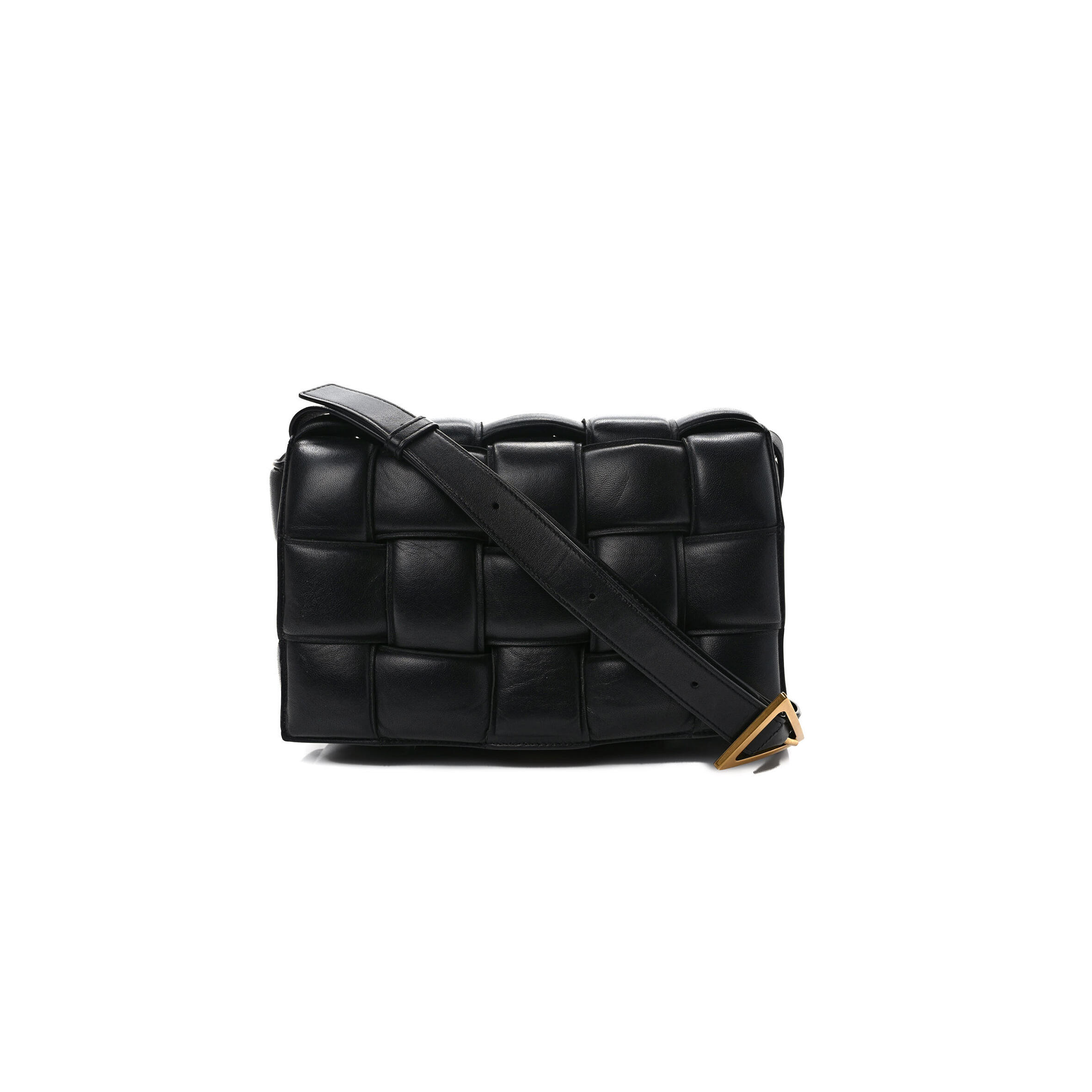 B0tt*ga Ven*ta NAPPA MAXI INTRECCIATO PADDED CASSETTE CROSSBODY BAG BLACK  (26*18*8cm) Master Quality