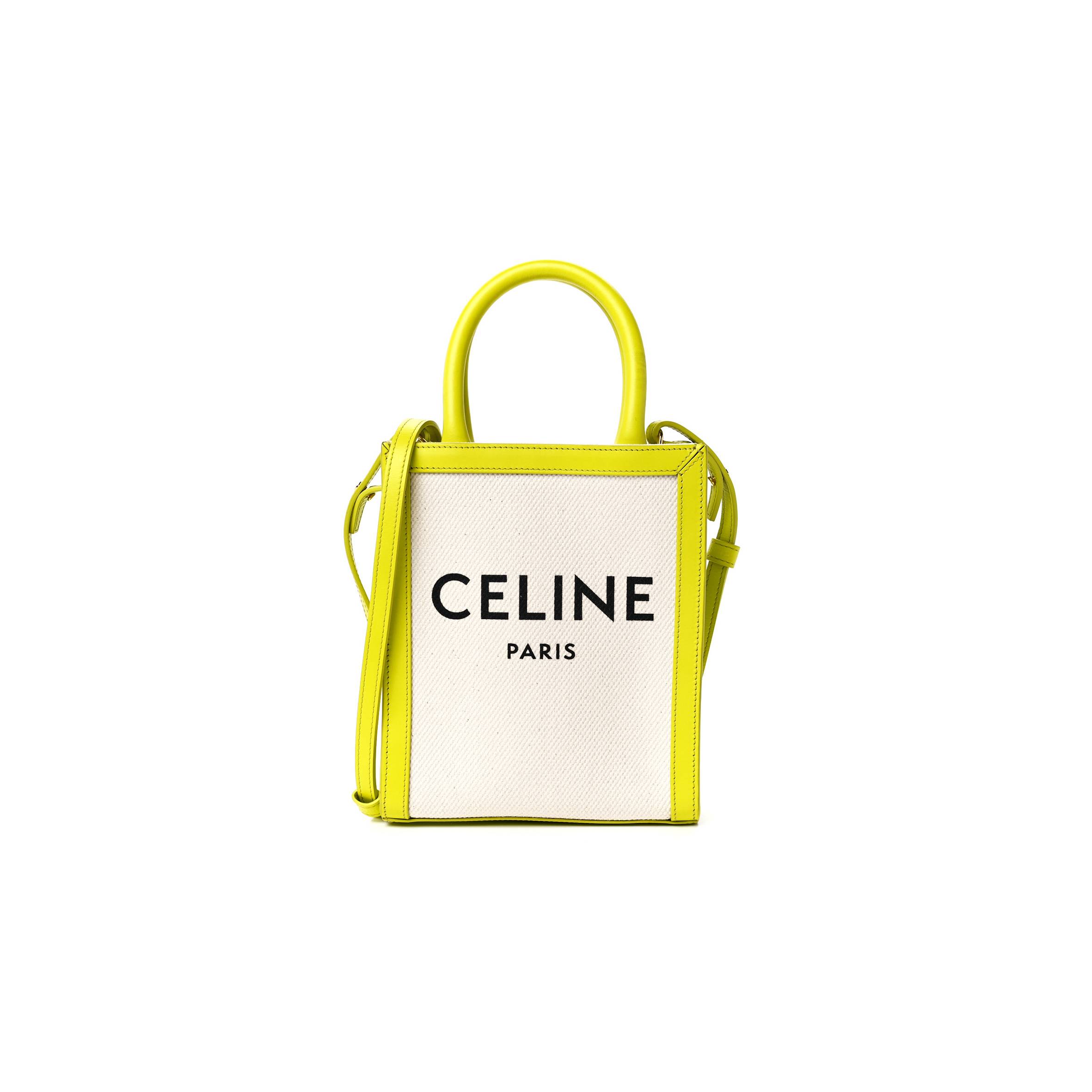 Ce1i*e CANVAS CALFSKIN MINI VERTICAL CABAS NEON YELLOW (20*17*4cm) Master Quality