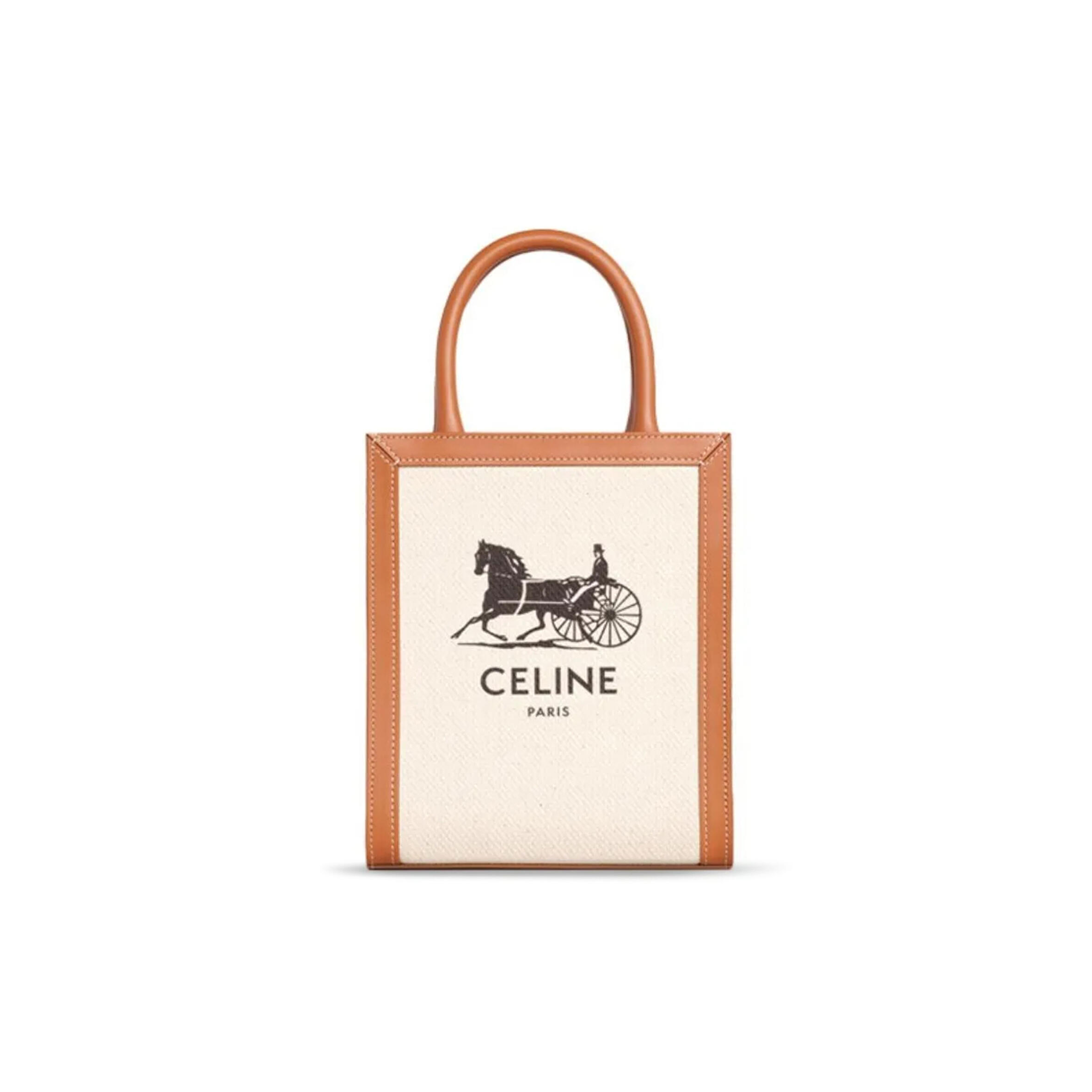 Ce1i*e MINI TOTE IN CABAS SULKY PRINTED FABRIC AND COWHIDE LEATHER 193302DCI.02NT (21*17*4cm) Master Quality