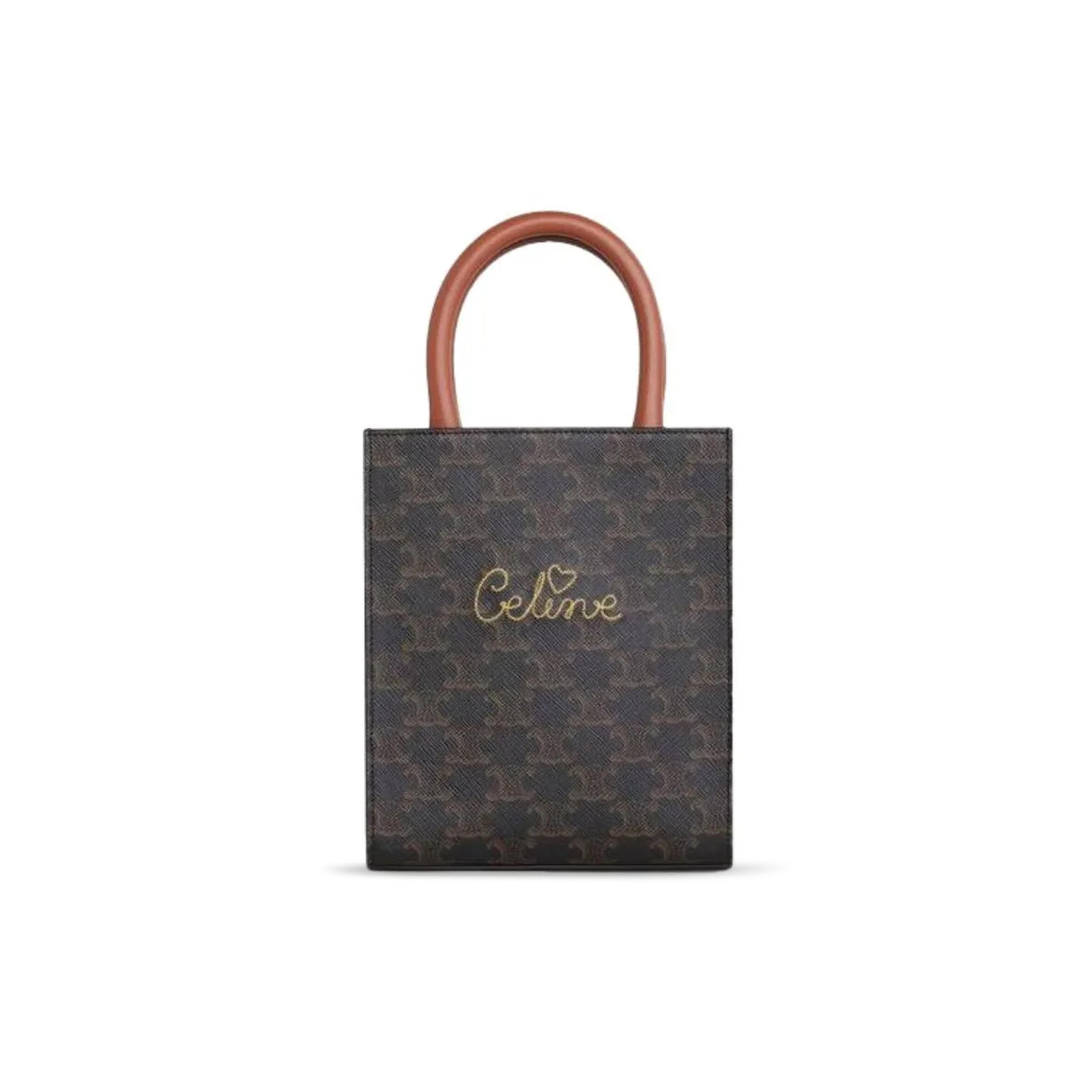 Ce1i*e MINI TOTE IN CABAS TRIOMPHEPRINTS AND LEATHER 194372CYB.04LU (21*17*4cm) Master Quality