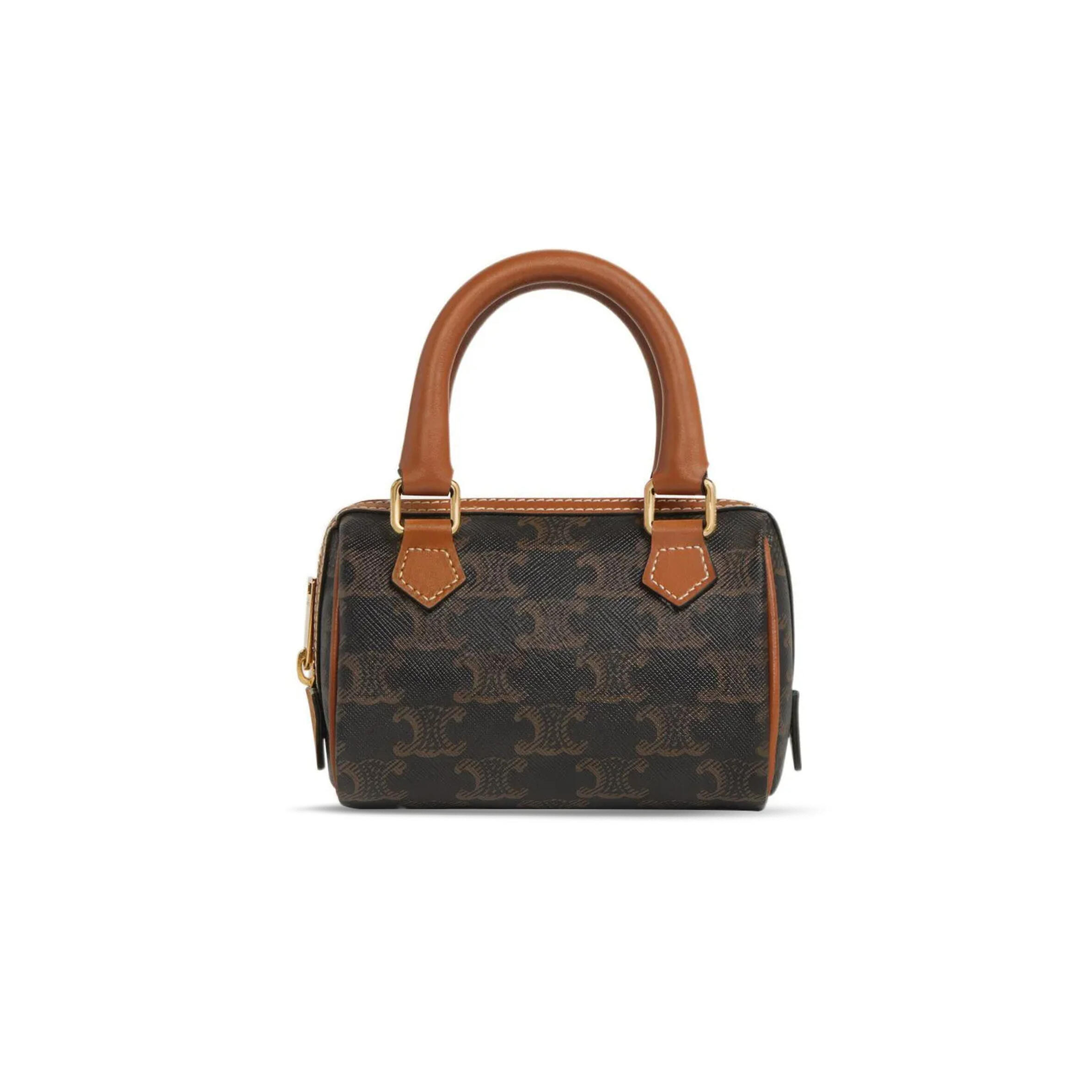 Ce1i*e MINI BOSTON BAG TRIOMPHE IN TRIOMPHE CANVAS AND LAMBSKIN 195112BZJ.04LU (14*9.5*8cm) Master Quality