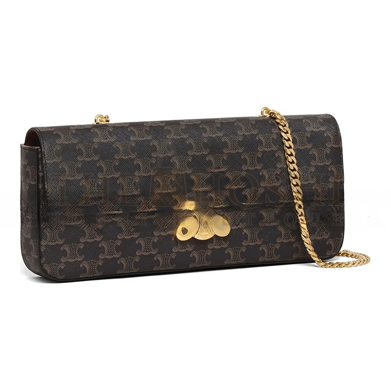 Ce1i*e CHAIN SHOULDER BAG IN TRIOMPHE CANVAS CANVAS AND LAMBSKIN 197412DQW.04LU (33*13*5cm) Master Quality