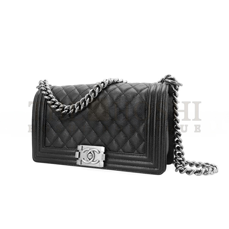 Ch**el CAVIAR MEDIUM QUILTED BOY FLAP BLACK A67086 Y83338 94305 (25*15*8cm) Master Quality