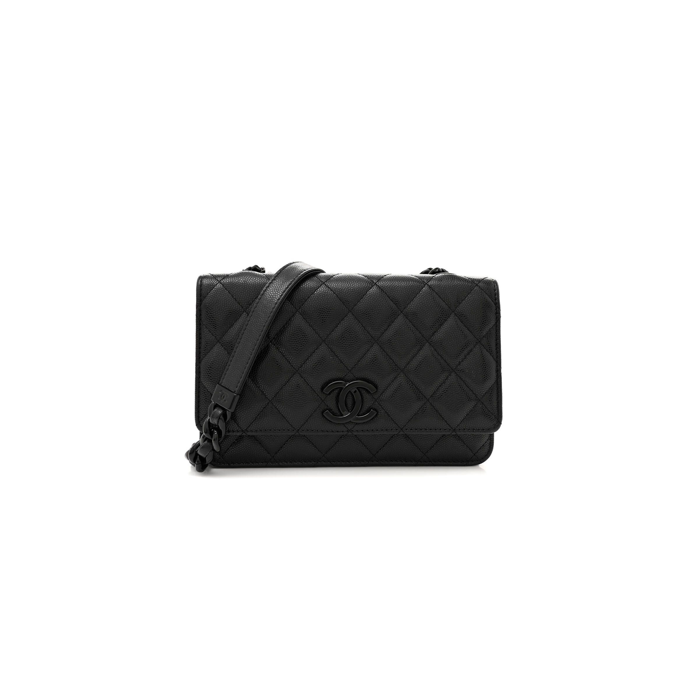 Ch**el CAVIAR QUILTED MY EVERYTHING WALLET ON CHAIN WOC BLACK A81059 (19*12*4cm) Master Quality