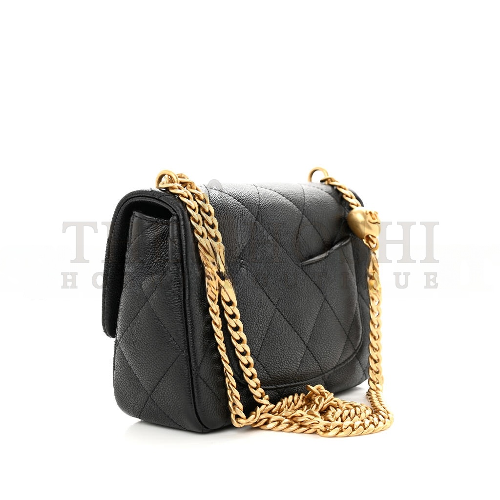 Ch**el CAVIAR QUILTED MINI SWEETHEART FLAP BLACK (20*14*8cm) Master Quality