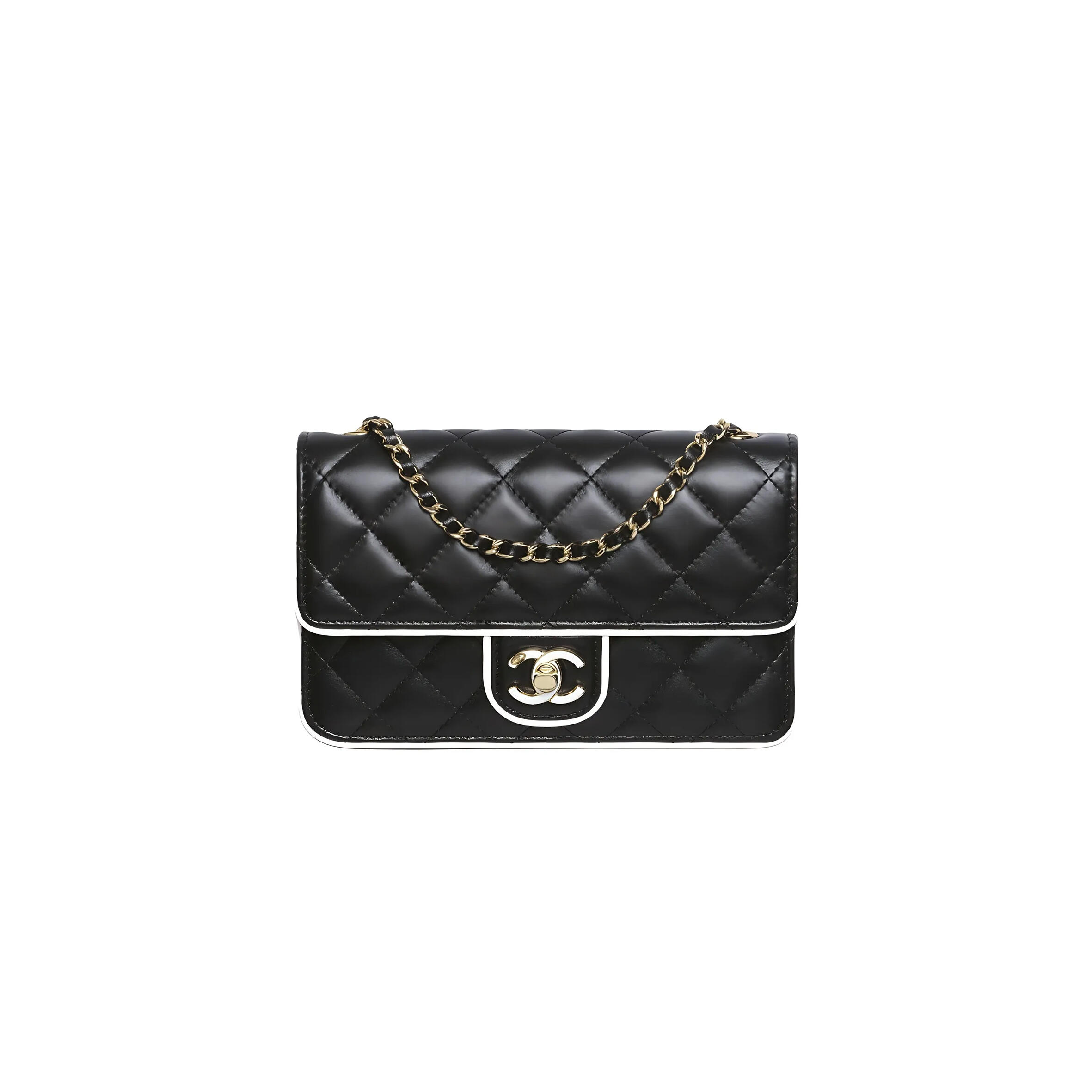 Ch**el WOC BLACK AND WHITE CHAIN WALLET SHOULDER BAG AP4511 (19*12*3.5cm) Master Quality