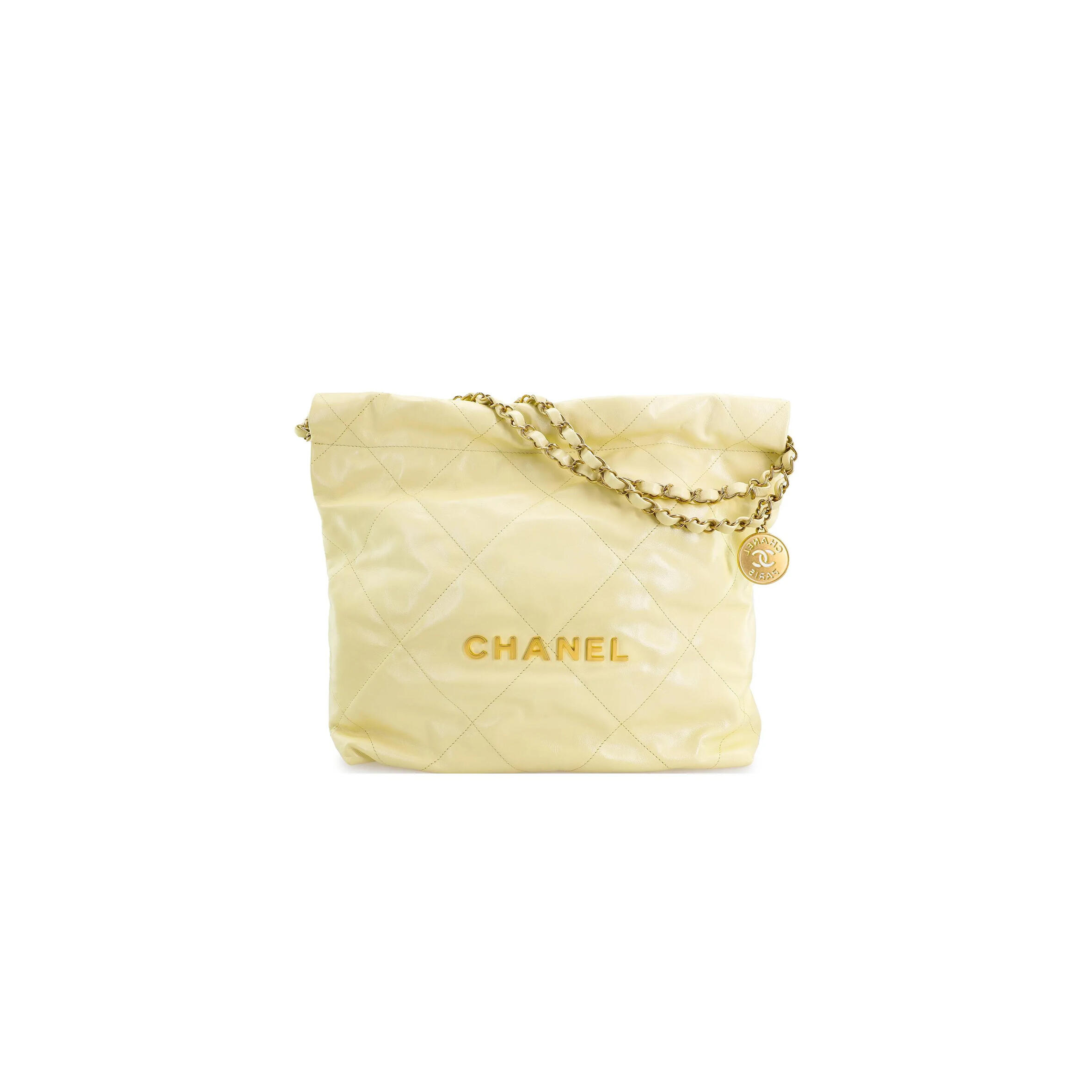 Ch**el 22 BAG YELLOW CALFSKIN GOLD HARDWARE AS3260 (39*35*7cm) Master Quality