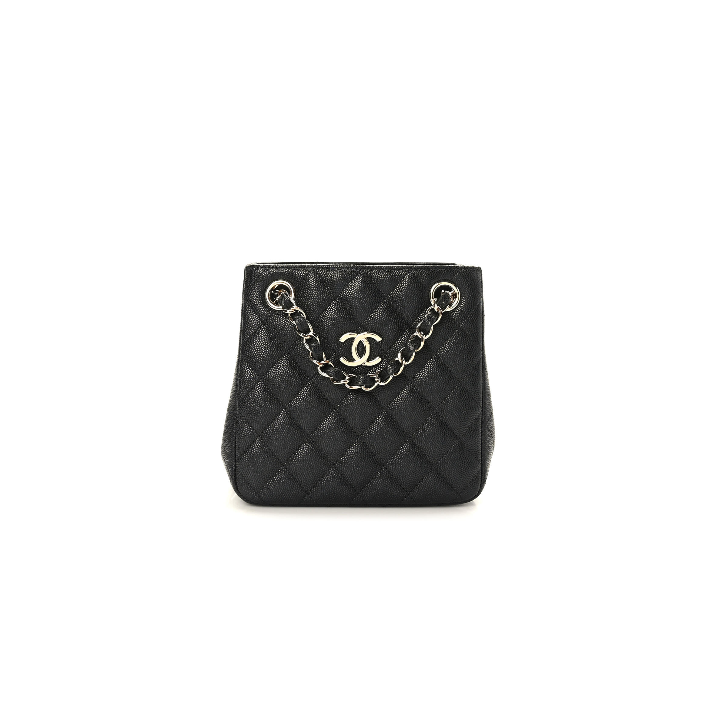Ch**el CAVIAR QUILTED MINI BUCKET BAG BLACK AS3176 (16*16*10cm) Master Quality