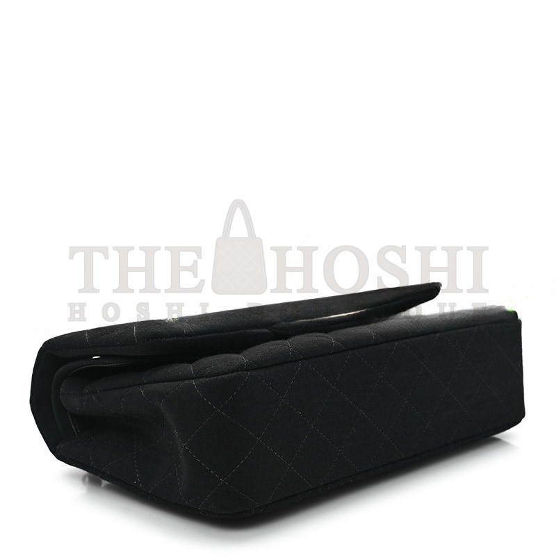 Ch**el JERSEY QUILTED MEDIUM DOUBLE FLAP BLACK  (25*17*7cm) Master Quality